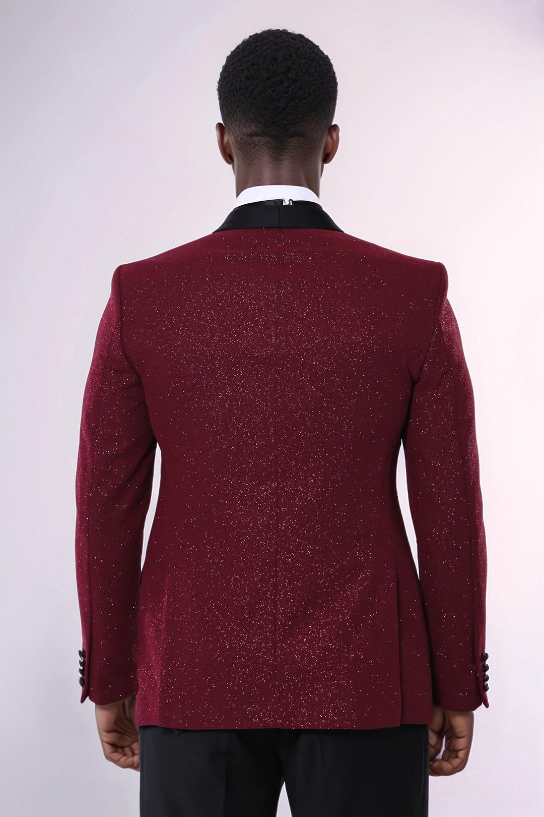 Chaqueta de esmoquin brillante con solapa chal burdeos para hombre - Wessi