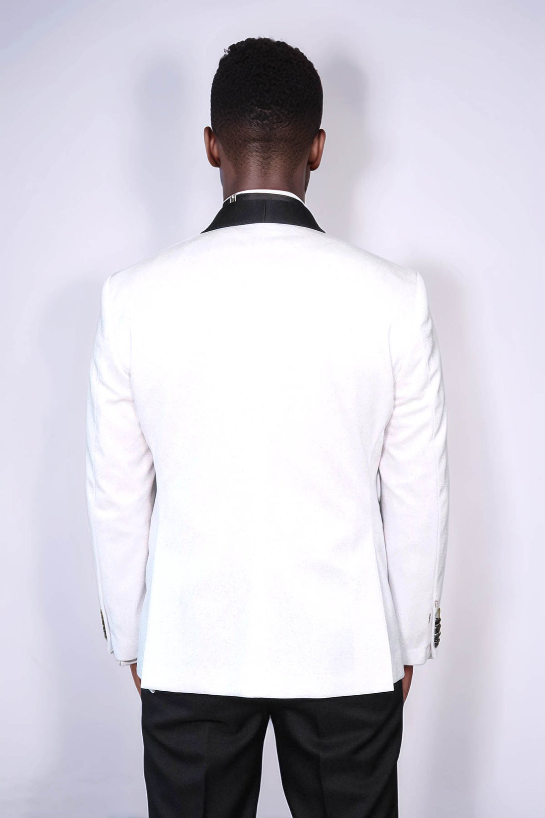 Slim Fit Shawl Lapel White Men Shiny Blazer - Wessi