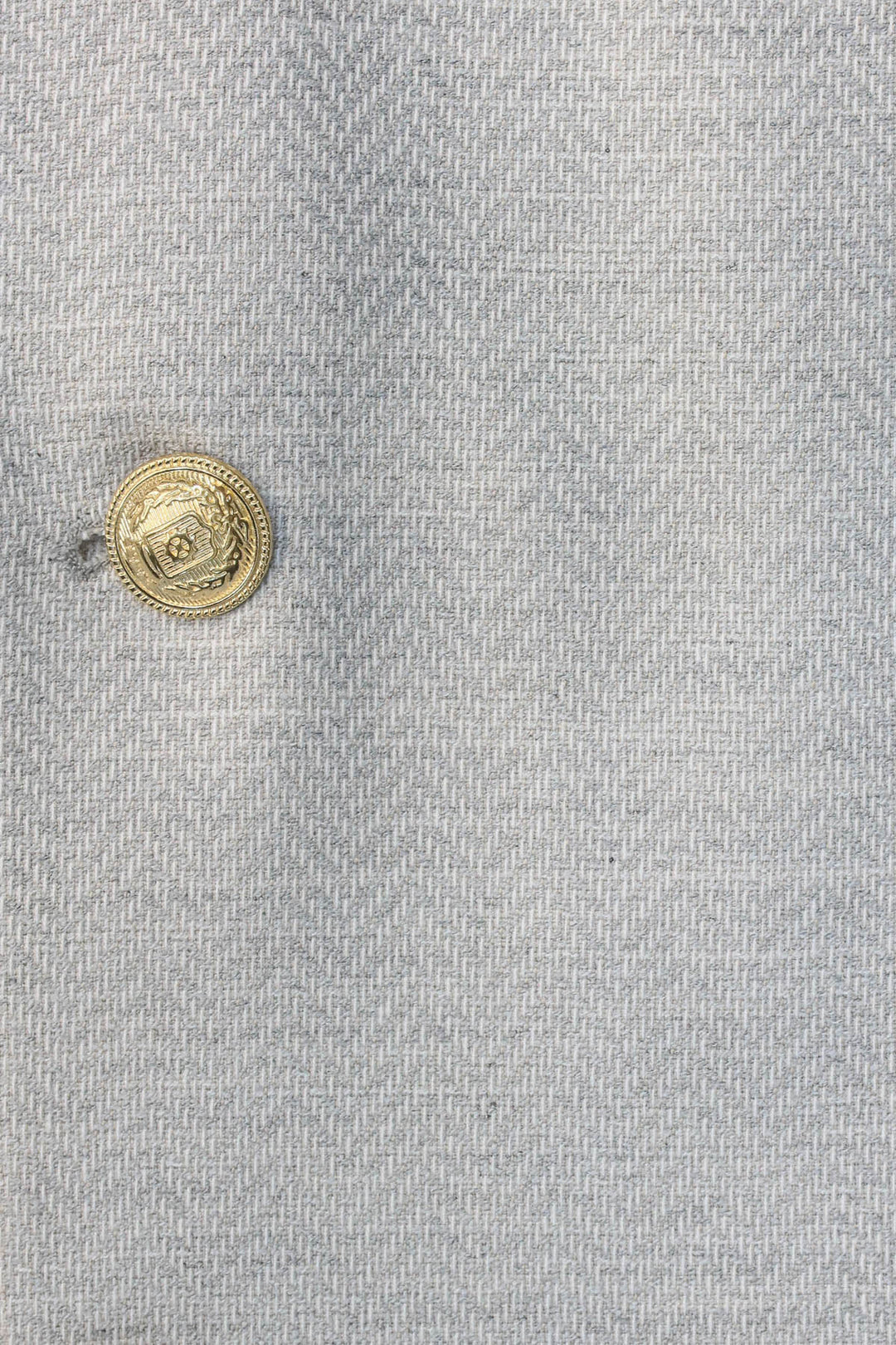 Light Grey Herringbone Pattern Gold Metal Button Slim Fit Men's Blazer Jacket - Wessi