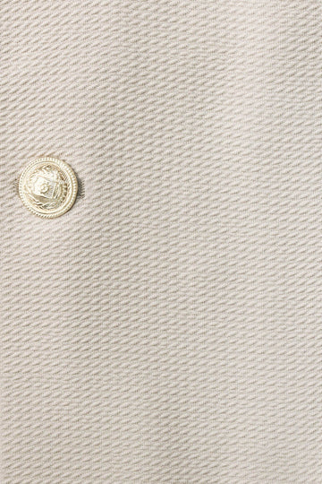 Beige Textured Gold Metal Button Slim Fit Men's Blazer Jacket - Wessi