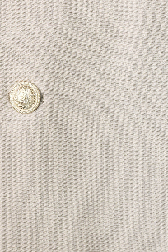 Beige Textured Gold Metal Button Slim Fit Men's Blazer Jacket - Wessi