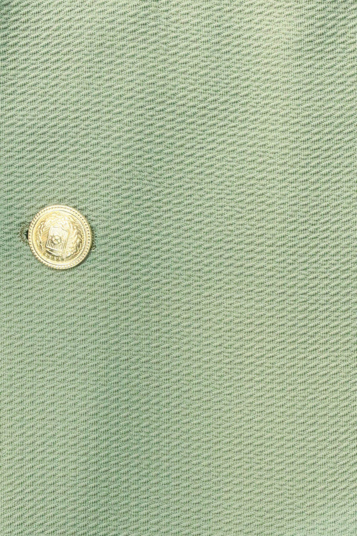 Sage Green Textured Gold Metal Button Slim Fit Men's Blazer Jacket - Wessi