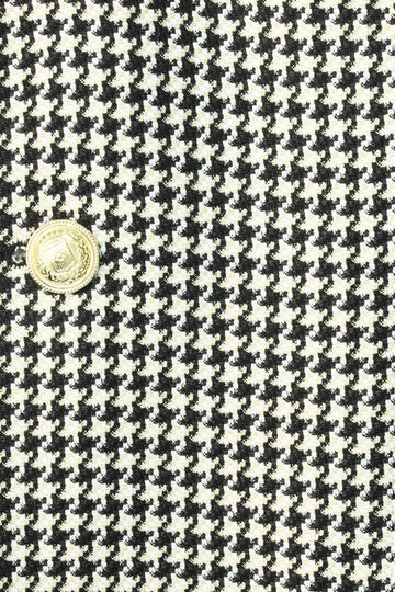 Black & Cream Houndstooth Pattern Gold Metal Button Slim Fit Men's Blazer Jacket - Wessi