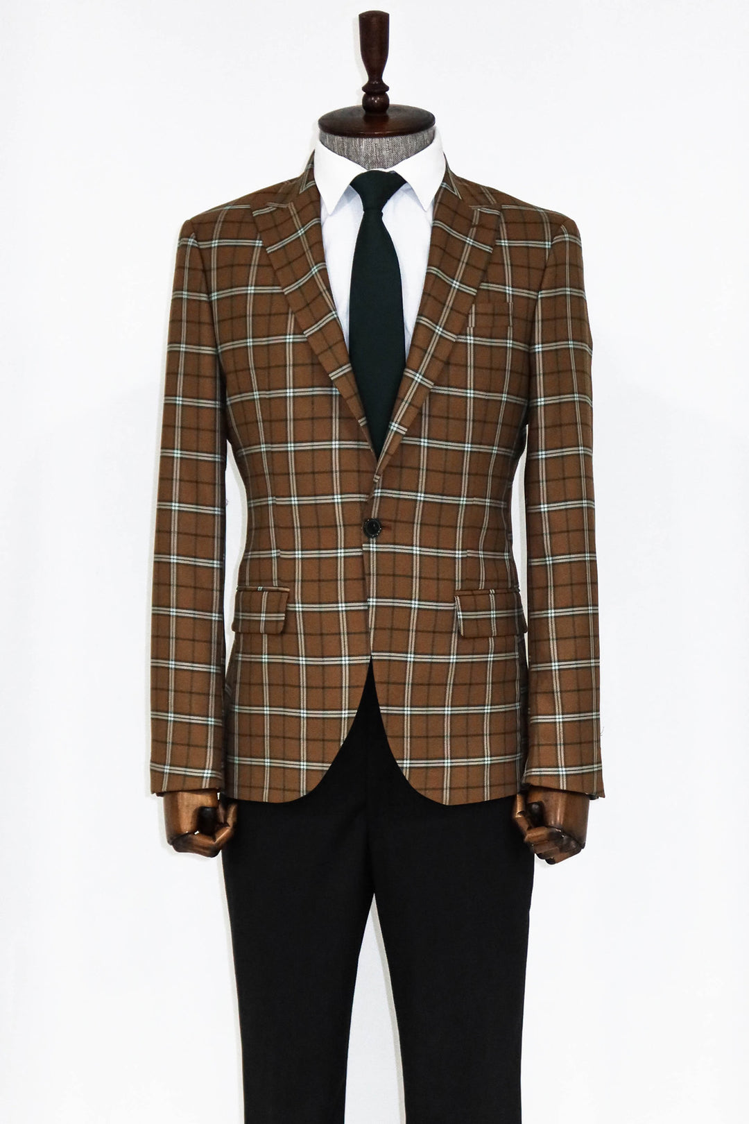 Combinación Blazer y Pantalón Hombre Marrón Cuadros - Wessi