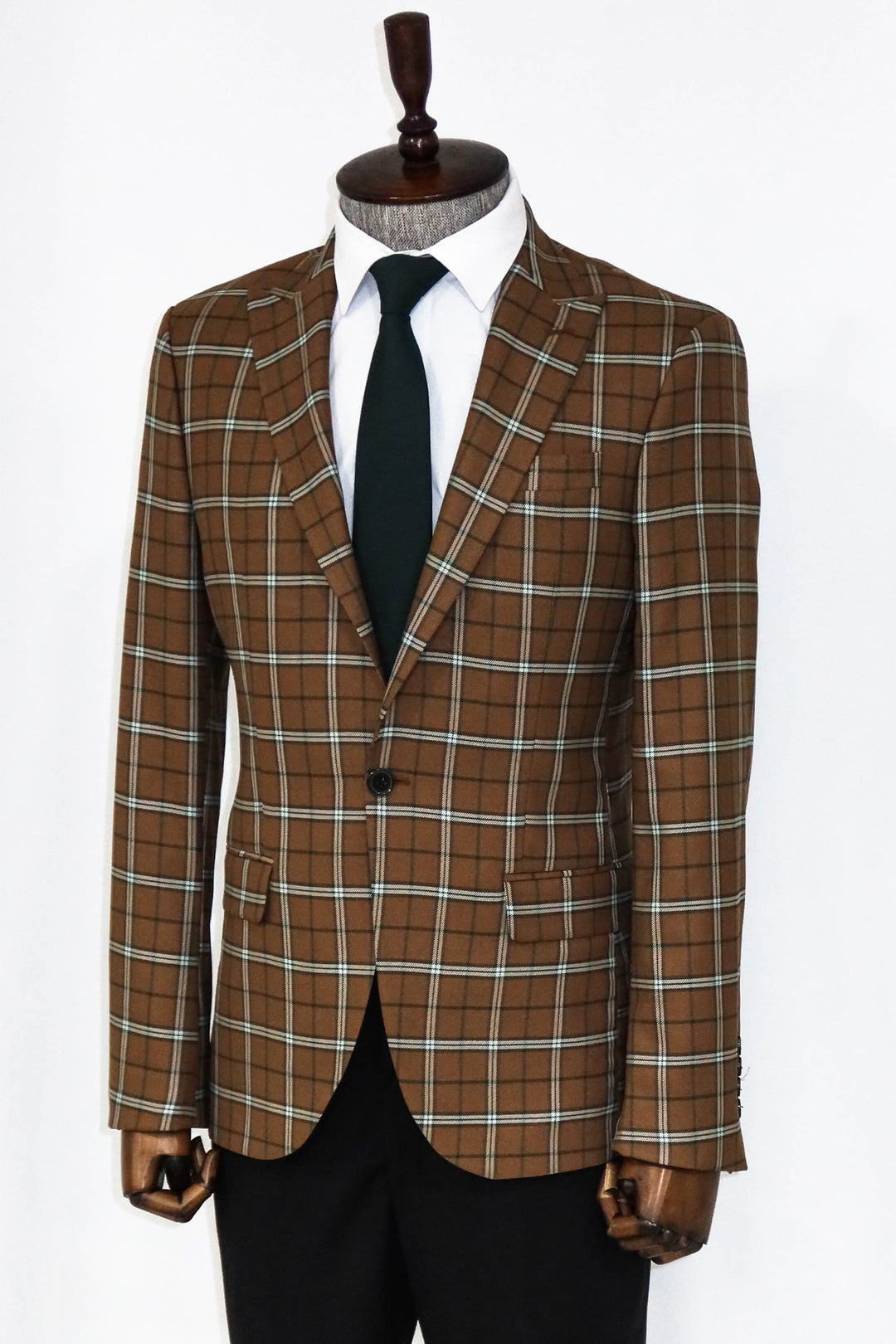 Checked Brown Men Blazer and Trousers Combination- Wessi