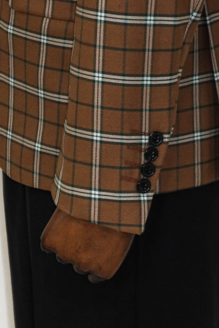 Combinación Blazer y Pantalón Hombre Marrón Cuadros - Wessi