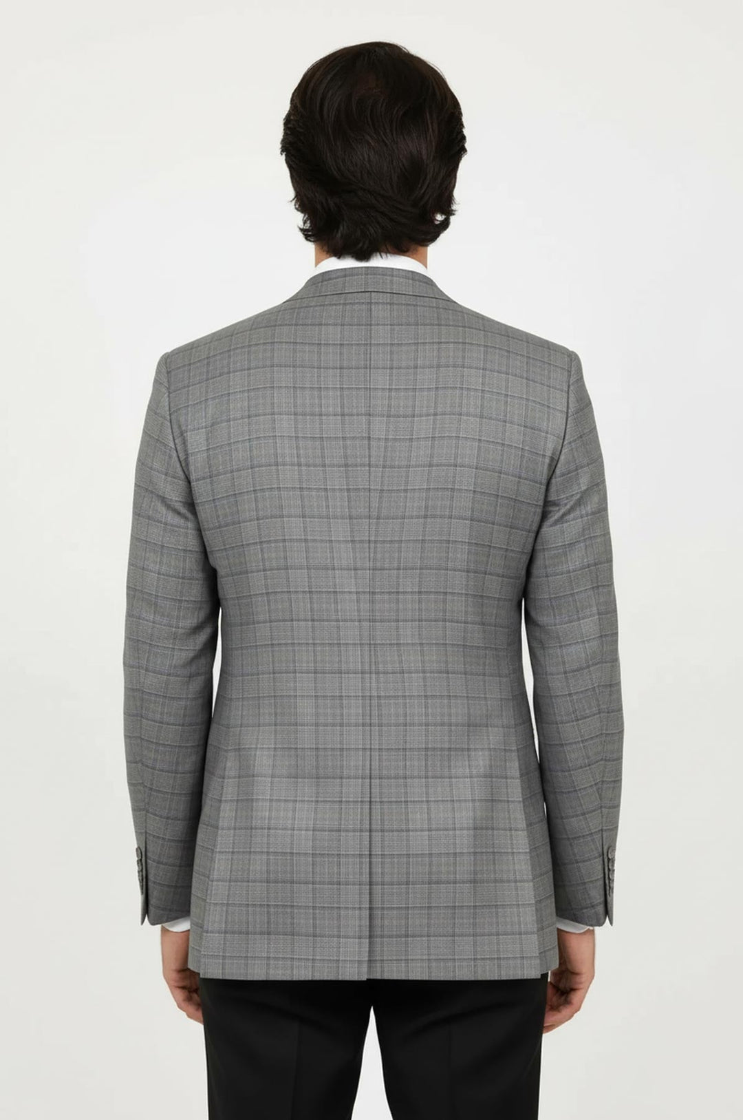 Blazer Hombre Slim Fit Gris Solapa De Pico Cuadros - Wessi