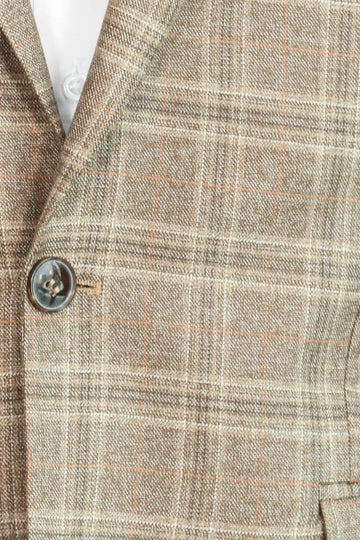 Blazer Hombre Slim Fit Gris Solapa De Pico Cuadros - Wessi