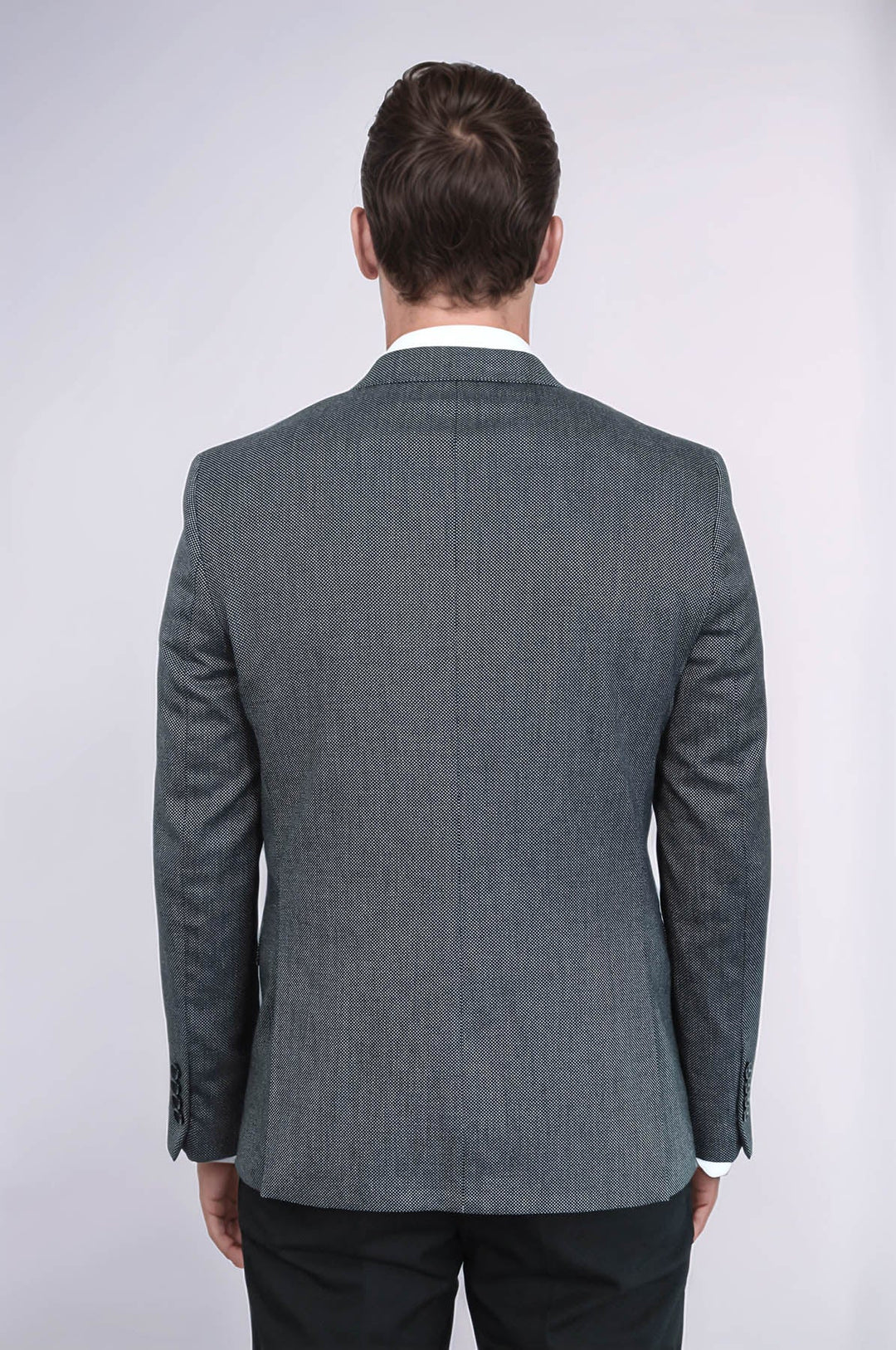 Patterned Slim-Fit Dark Grey Men Blazer Wessi