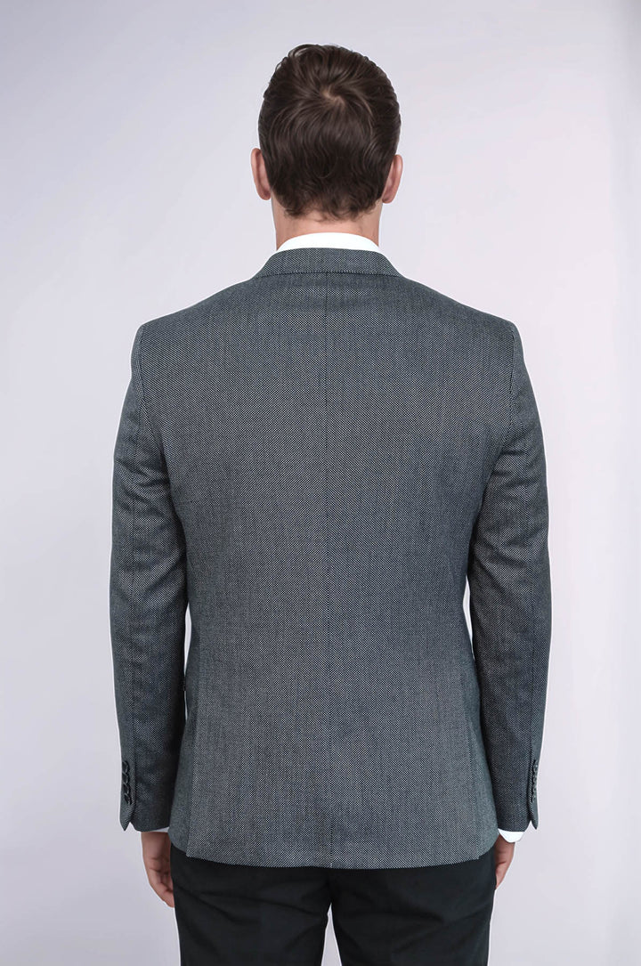 Blazer Homme Gris Foncé Coupe Slim à Motifs - Wessi