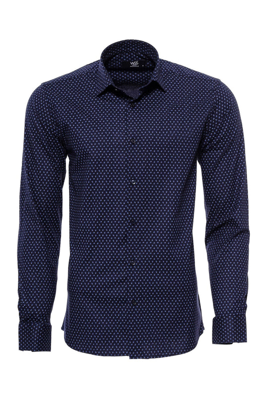Camicia da uomo blu navy con fantasia - Wessi