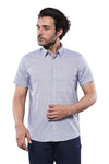 Patterned Short Sleeve Blue Men Shirt - Wessi