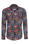Camicia da uomo multicolore a maniche lunghe slim fit fantasia - Wessi