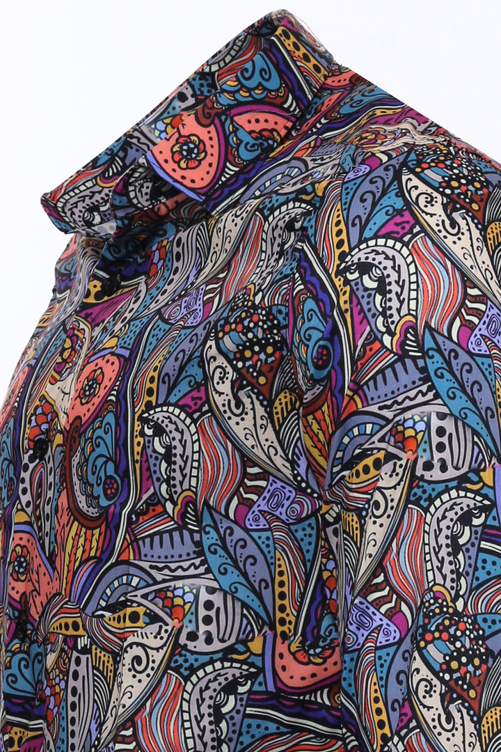 Camisa Hombre Estampado Slim Fit Manga Larga Multicolor - Wessi