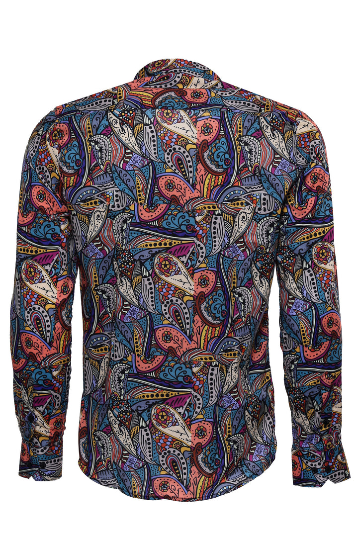Camisa Hombre Estampado Slim Fit Manga Larga Multicolor - Wessi