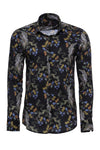 Camisa Hombre Estampado Slim Fit Manga Larga Negra - Wessi