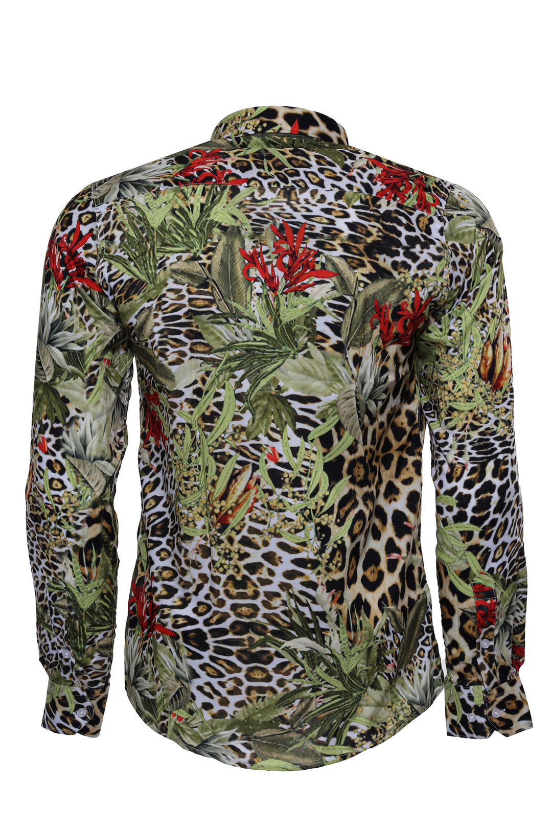Camisa Hombre Tigre Estampado Slim Fit Manga Larga Multicolor - Wessi