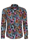 Camicia da uomo multicolore a maniche lunghe slim fit con fantasia floreale - Wessi