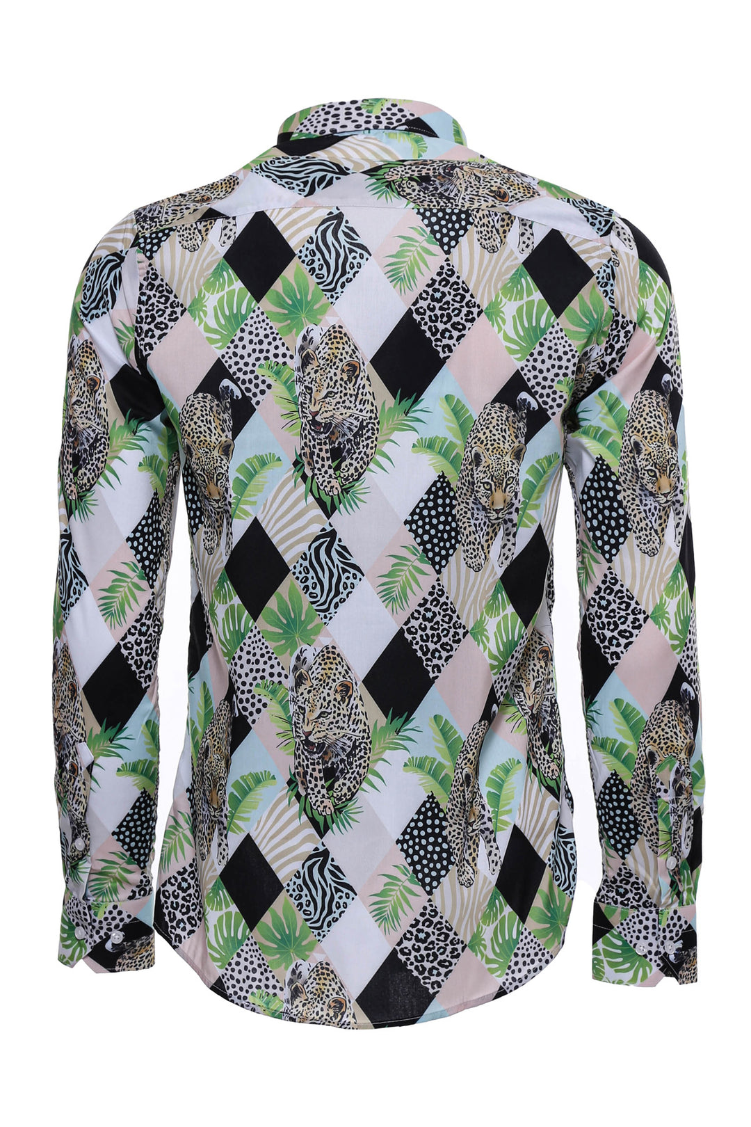 Leopard Pattern Long Sleeves Multicolor Men Shirt - Wessi