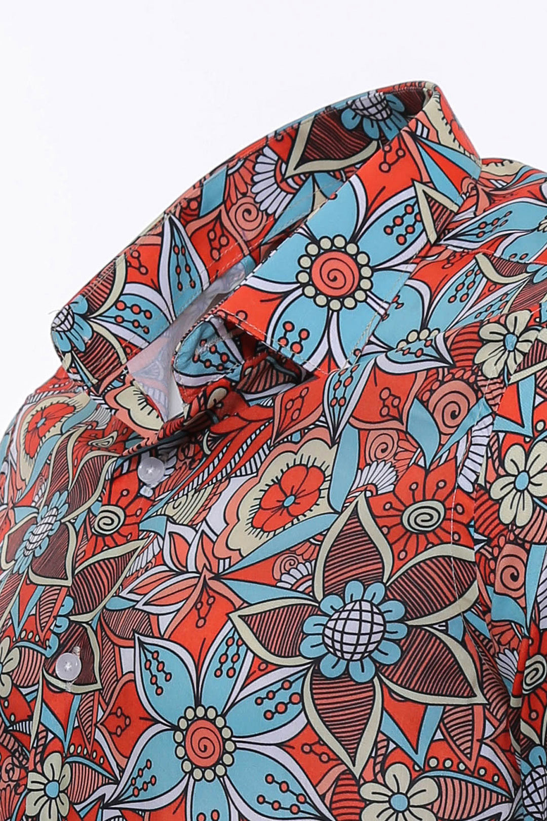 Blue Floral Slim-Fit Long Sleeve Red Men Shirt - Wessi