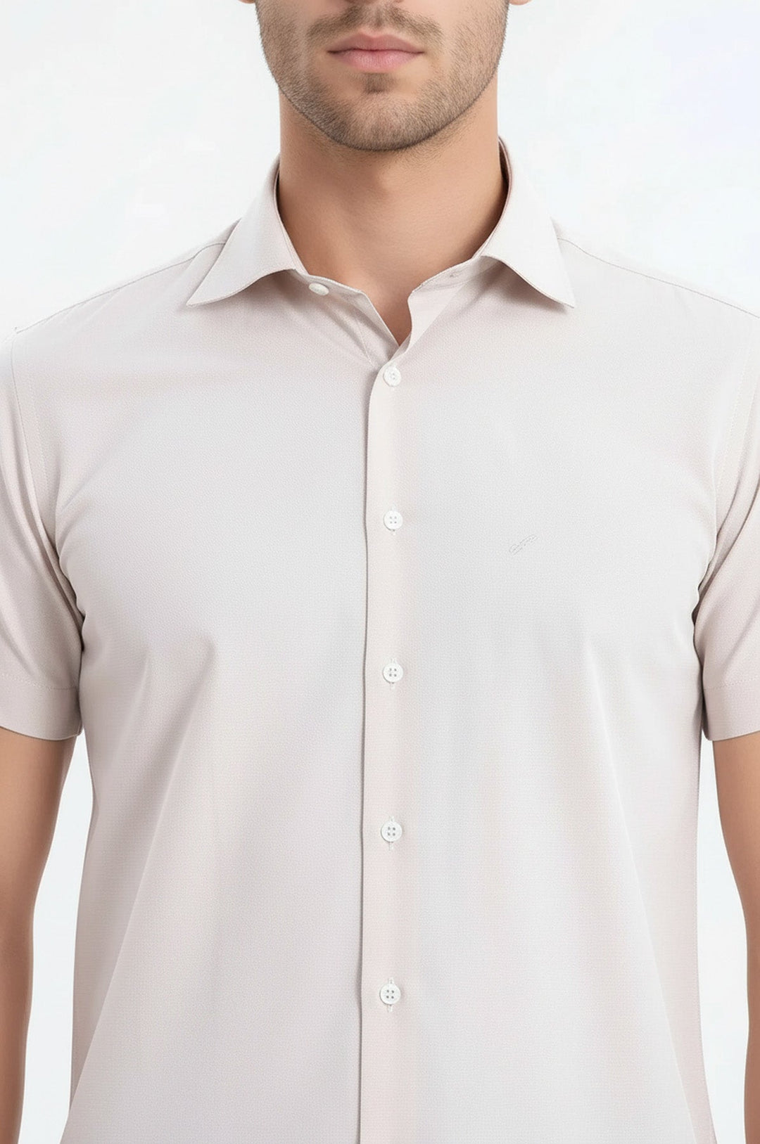 Мужская рубашка кремового цвета с короткими рукавами из полихлопка - Wessi