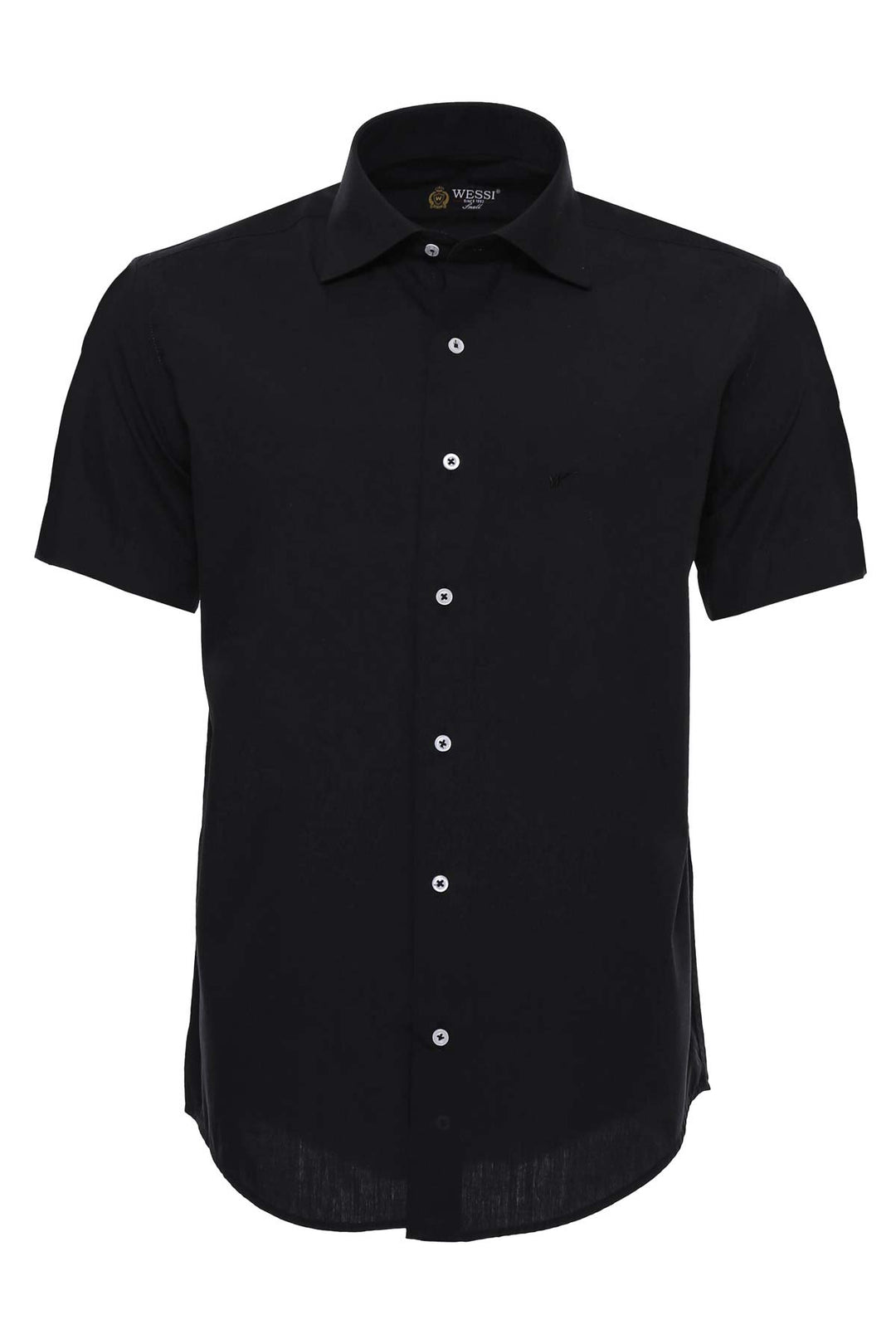 Short Sleeves Cotton Black Men Shirt - Wessi