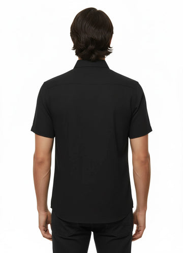 Short Sleeves Cotton Black Men Shirt - Wessi