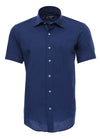 Slim Fit Short Sleeve Poly Cotton Navy Blue Men Shirt - Wessi