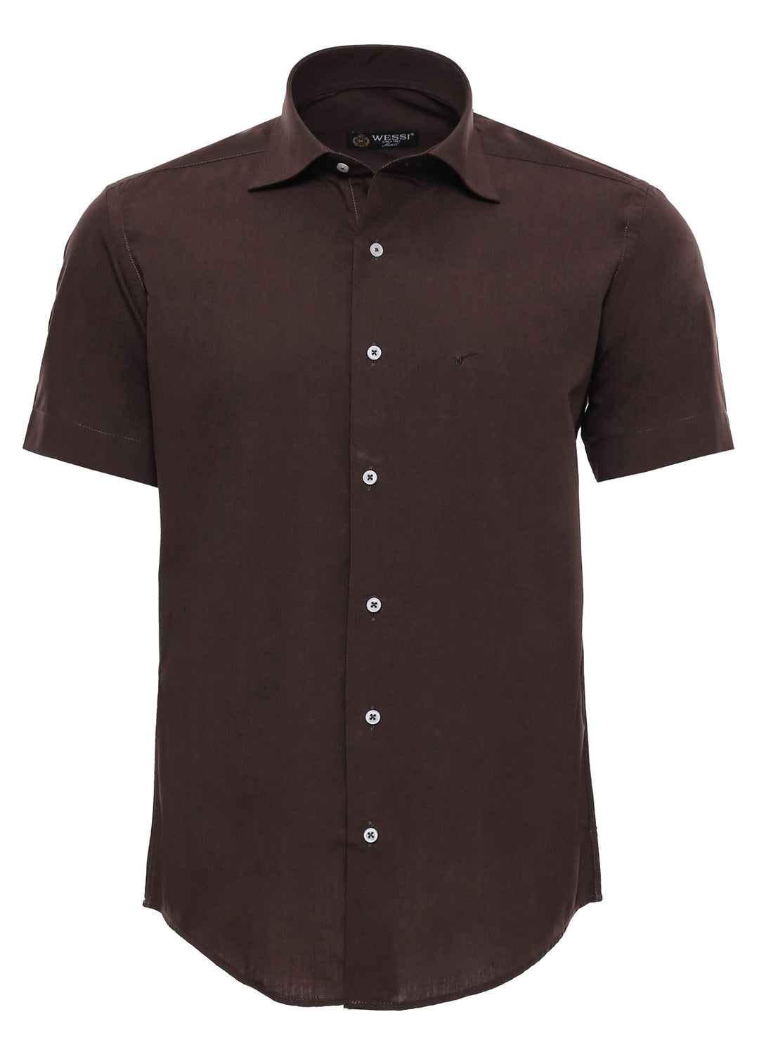Short Sleeve Cotton Brown Men Shirt - Wessi