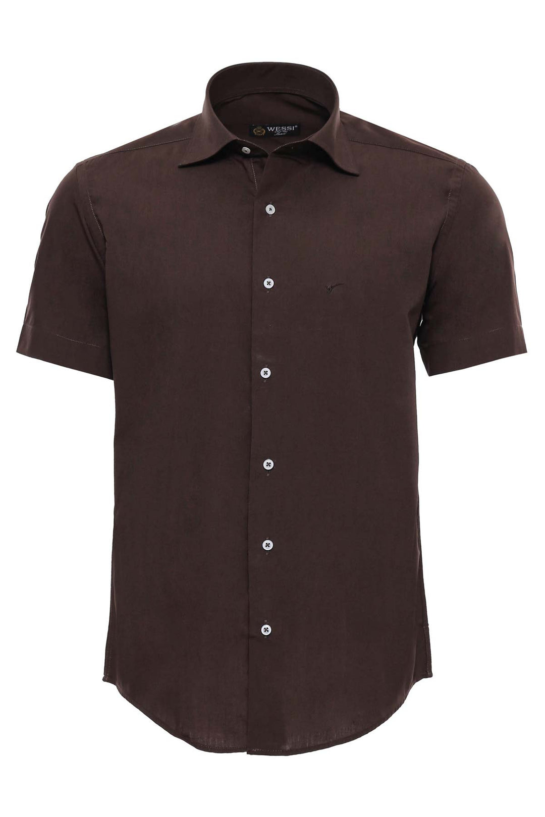 Camicia da uomo marrone in cotone a maniche corte - Wessi
