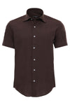 Short Sleeve Cotton Brown Men Shirt - Wessi