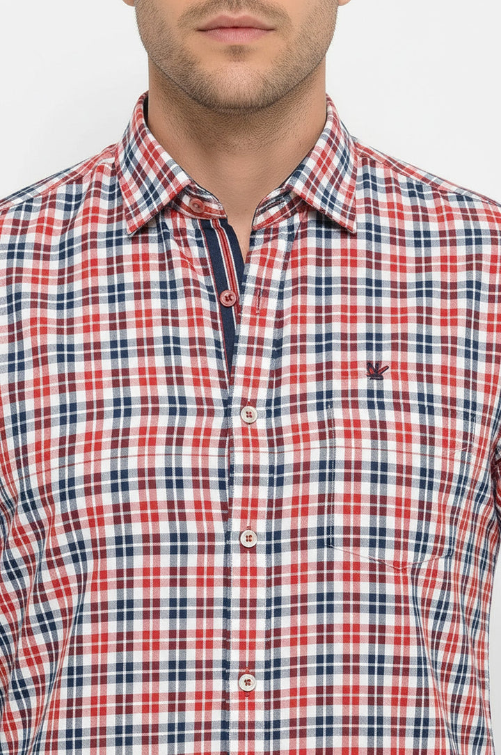 Camicia da uomo blu navy a maniche corte a quadri - Wessi