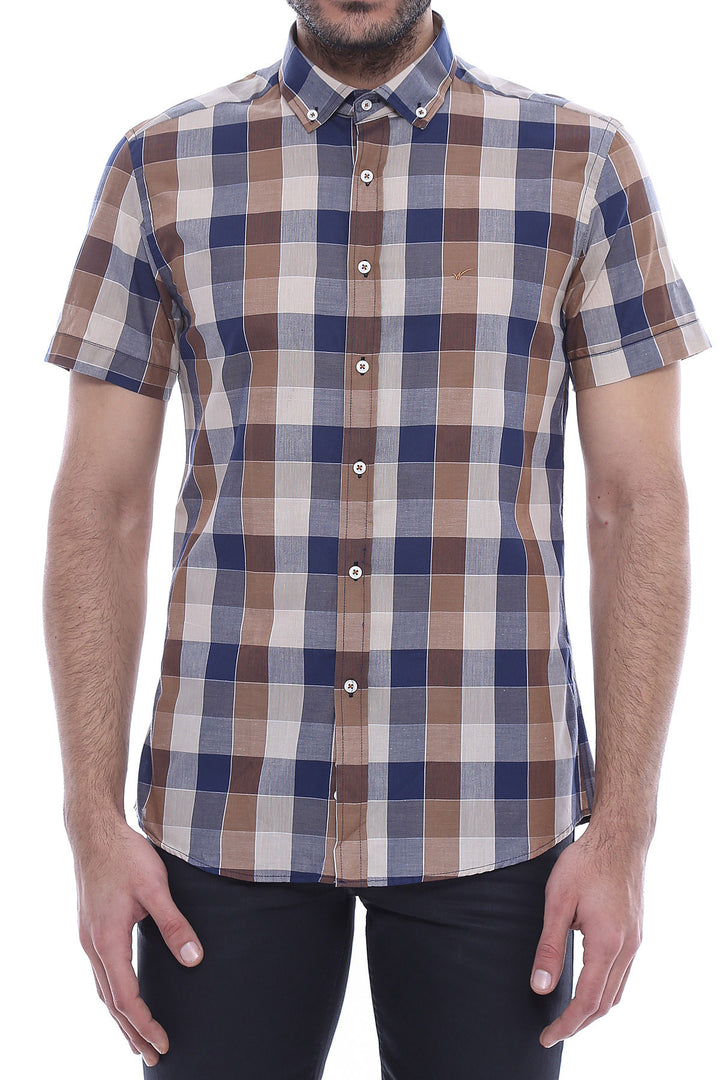 Camisa de algodón con estampado de cuadros - Wessi