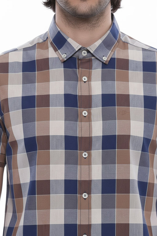 Plaid-Patterned Cotton Shirt - Wessi