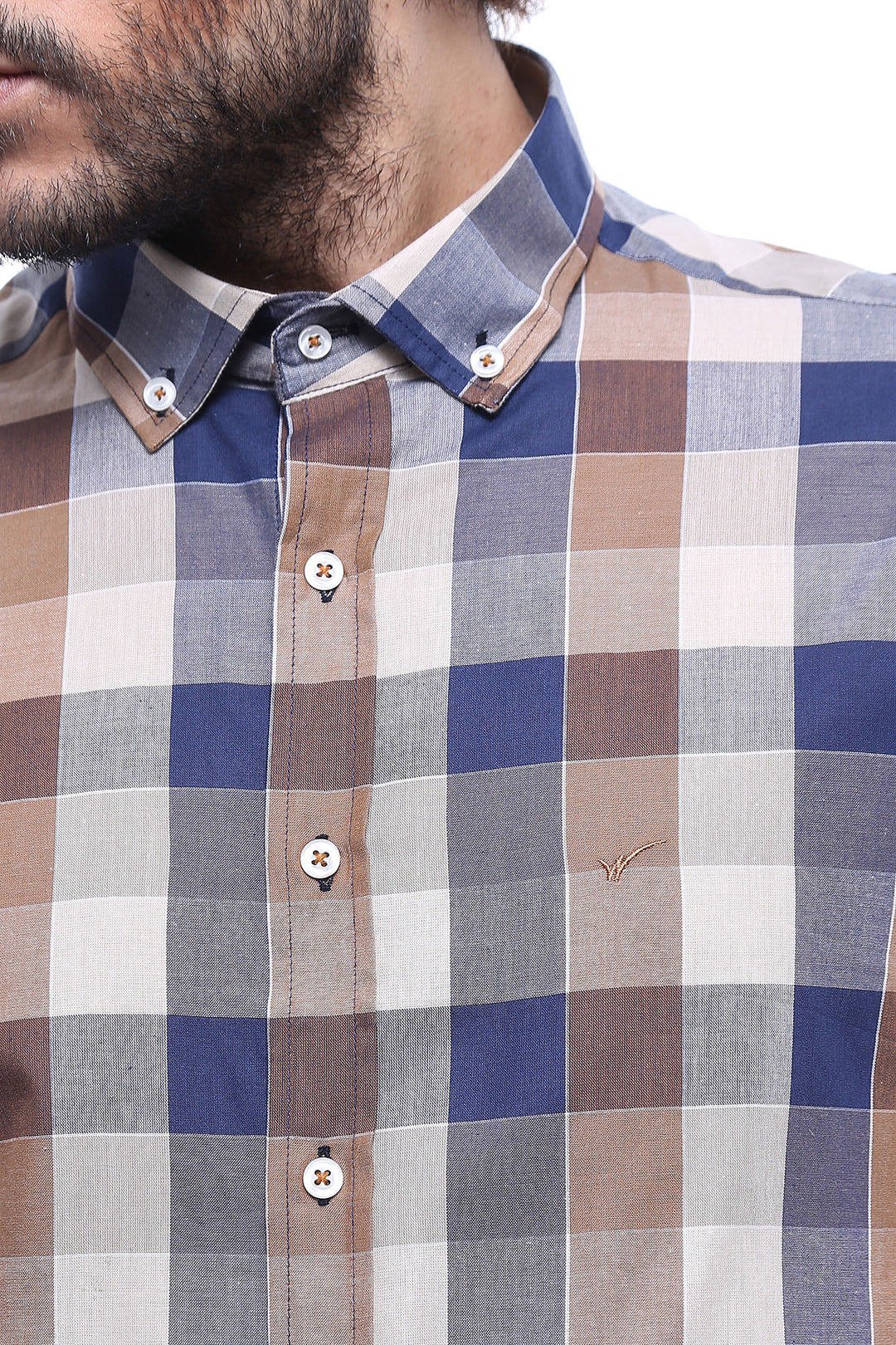Camisa de algodón con estampado de cuadros - Wessi