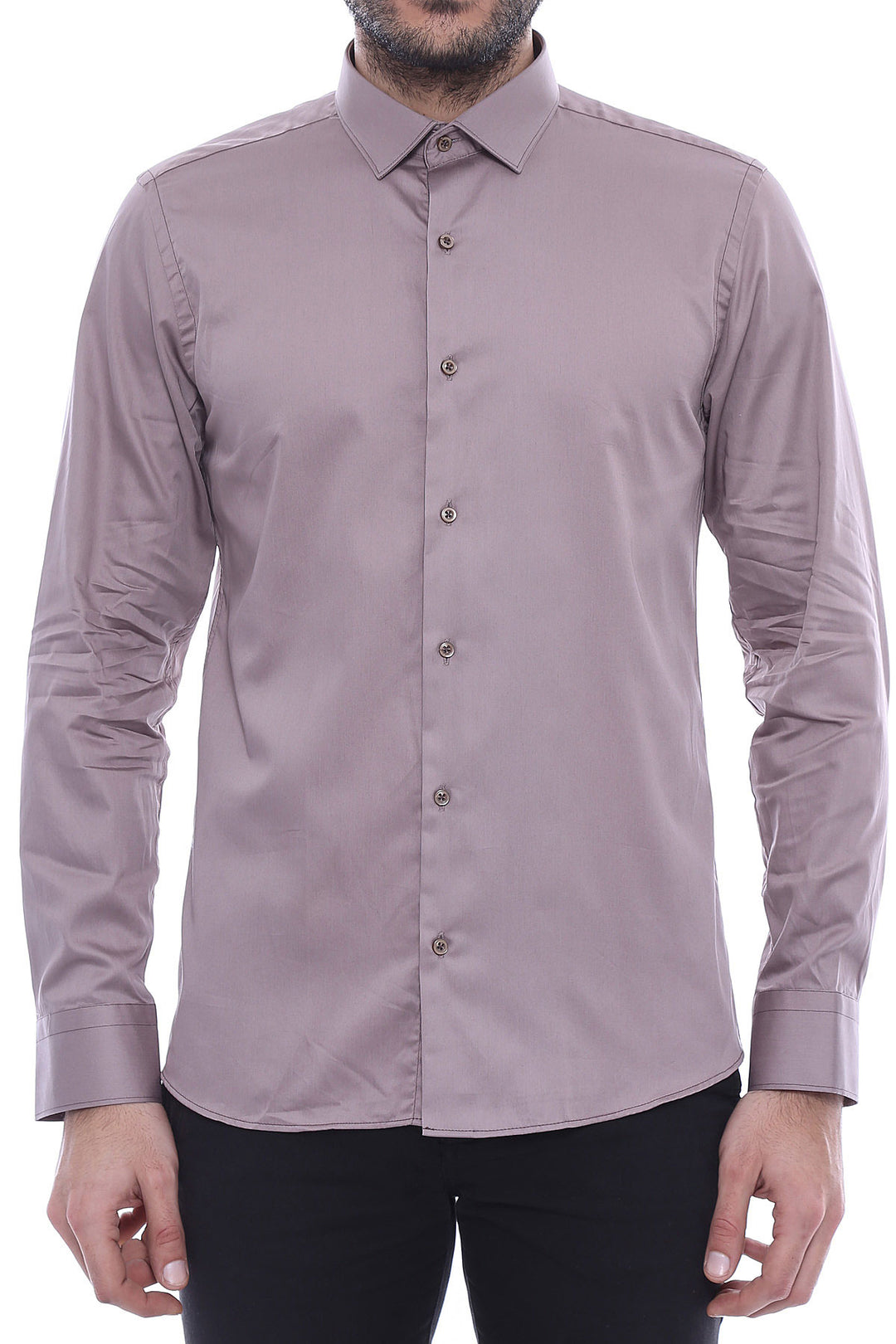 Camicia grigia da uomo a maniche lunghe slim fit - Wessi