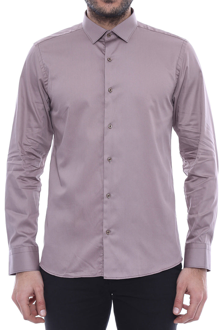 Camicia grigia da uomo a maniche lunghe slim fit - Wessi