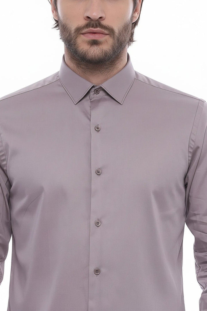 Camicia grigia da uomo a maniche lunghe slim fit - Wessi