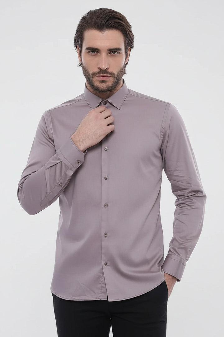 Camicia grigia da uomo a maniche lunghe slim fit - Wessi