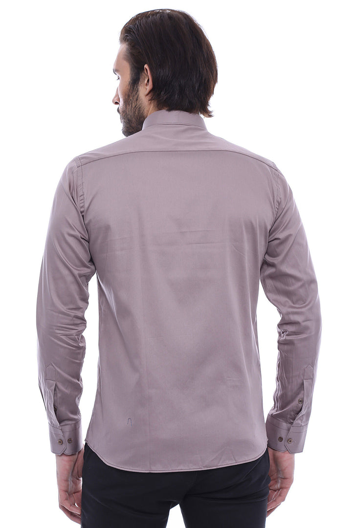 Camicia grigia da uomo a maniche lunghe slim fit - Wessi