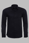 Cotton Satin Slim Fit Black Men Shirt - Wessi