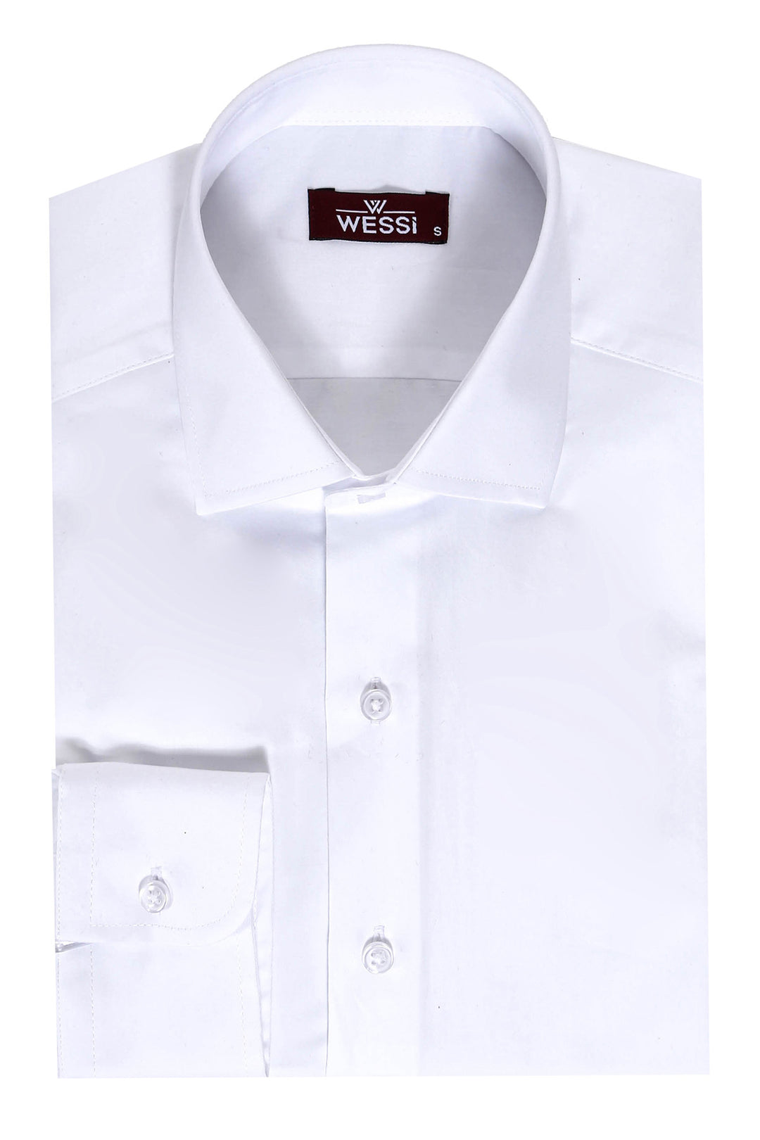 Cotton Satin Plain Slim Fit White Men Shirt - Wessi