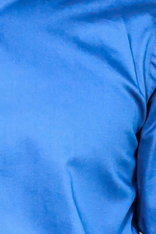 Синяя мужская рубашка приталенного кроя из хлопкового атласа - Wessi