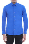 Cotton Satin Slim Fit Blue Men Shirt - Wessi