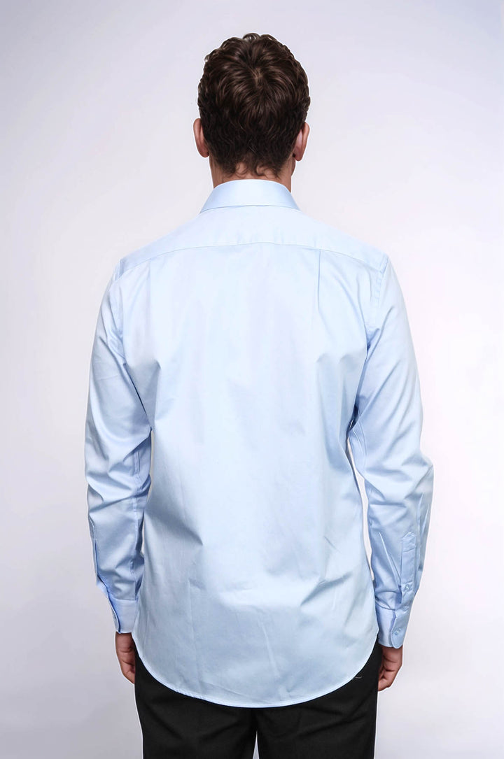 Camicia da uomo in raso di cotone azzurro cielo - Wessi