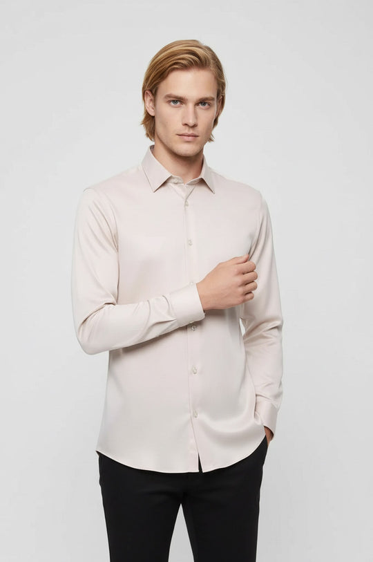 Slim Fit Long Sleeve Ivory Men Shirt - Wessi Wessi - Discover Diversity Slim Fit Long Sleeve Ivory Men Shirt - Wessi Wessi - Discover Diversity
