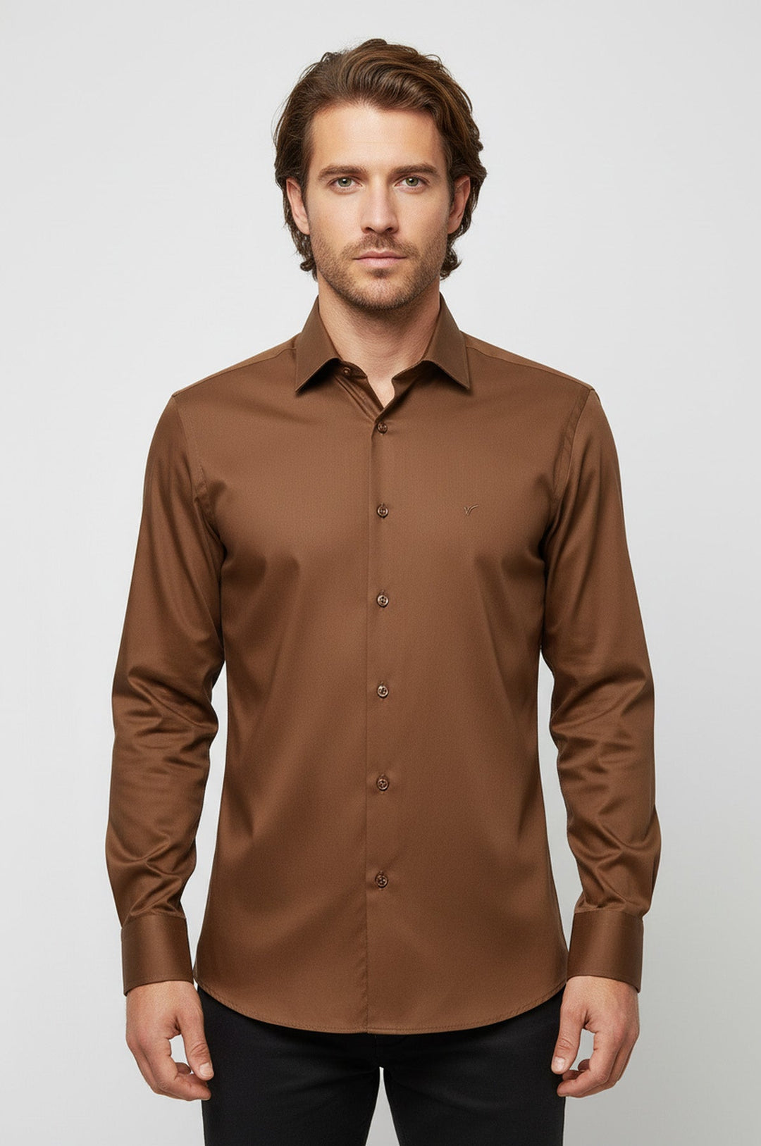 Tan Satin Shirt - Wessi