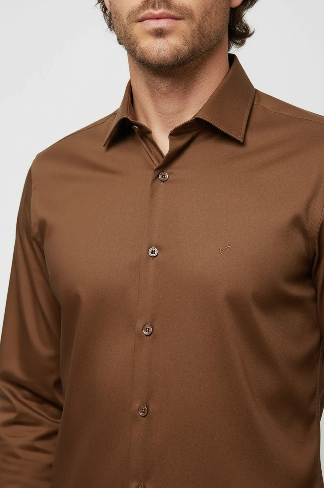 Tan Satin Shirt - Wessi