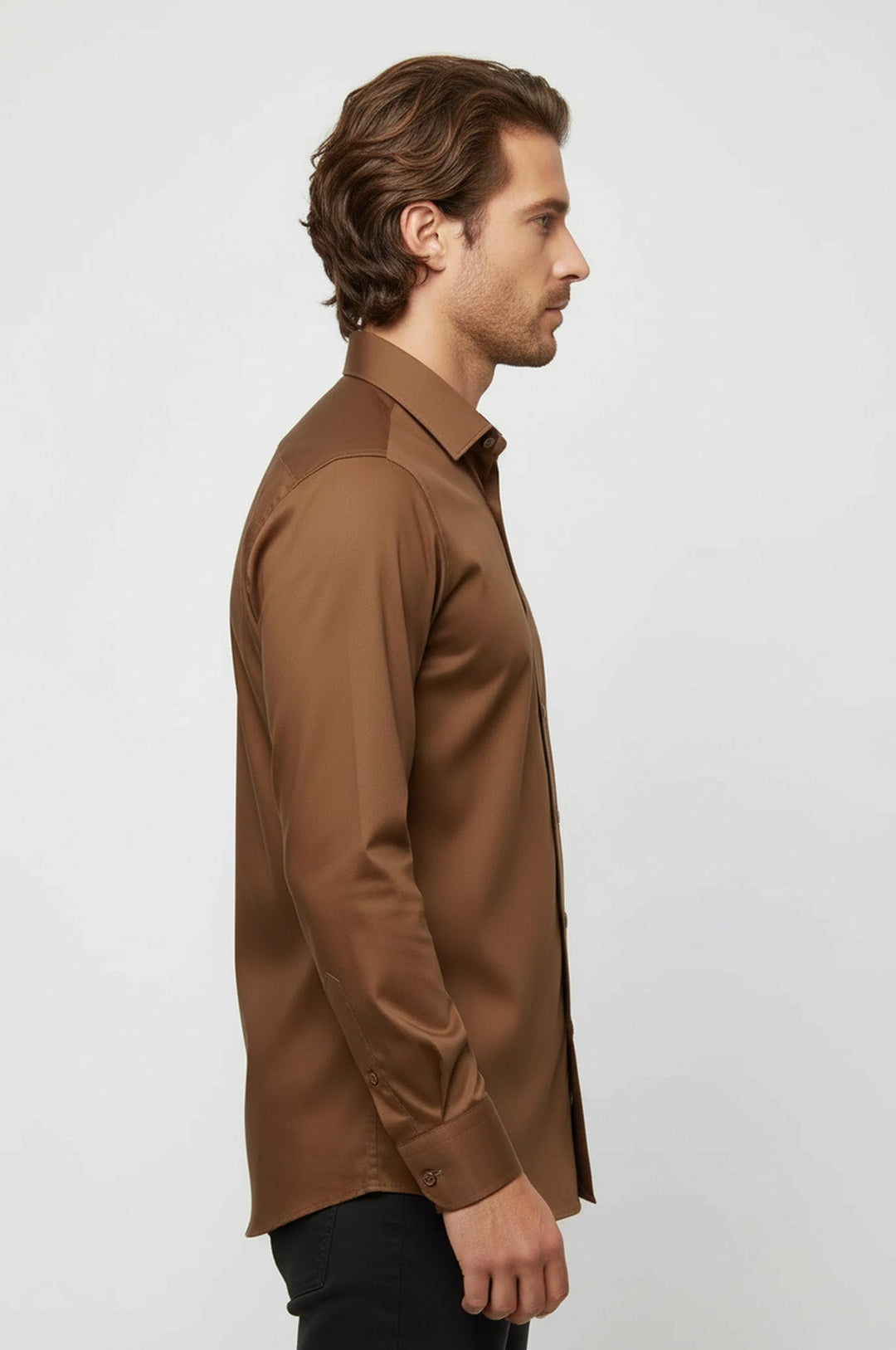 Tan Satin Shirt - Wessi