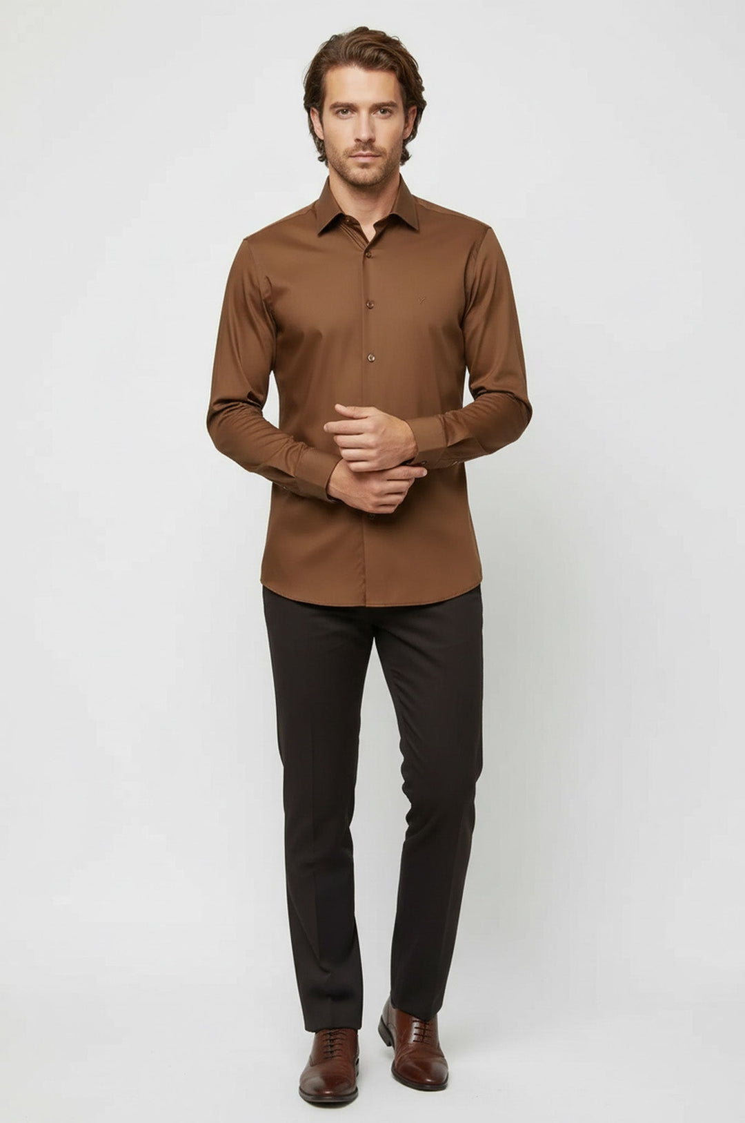 Tan Satin Shirt - Wessi